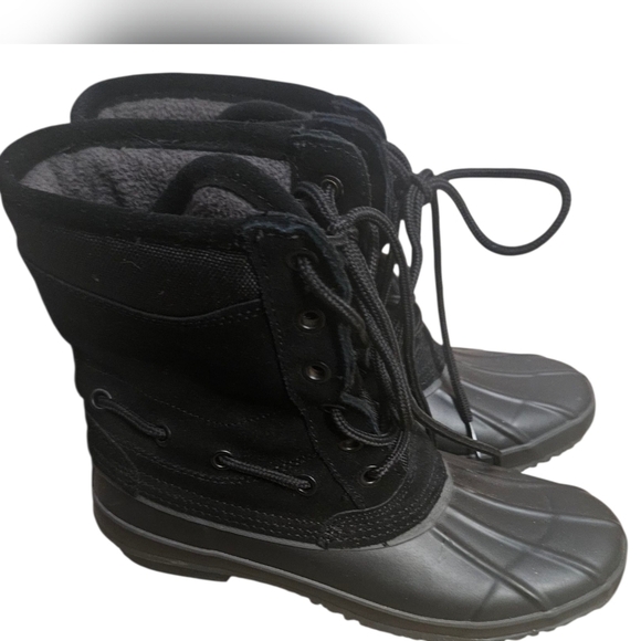 GH Bass Bernice Waterproof Black Suede and Rubber Snow Duck Boots Women 8M - Picture 3 of 8